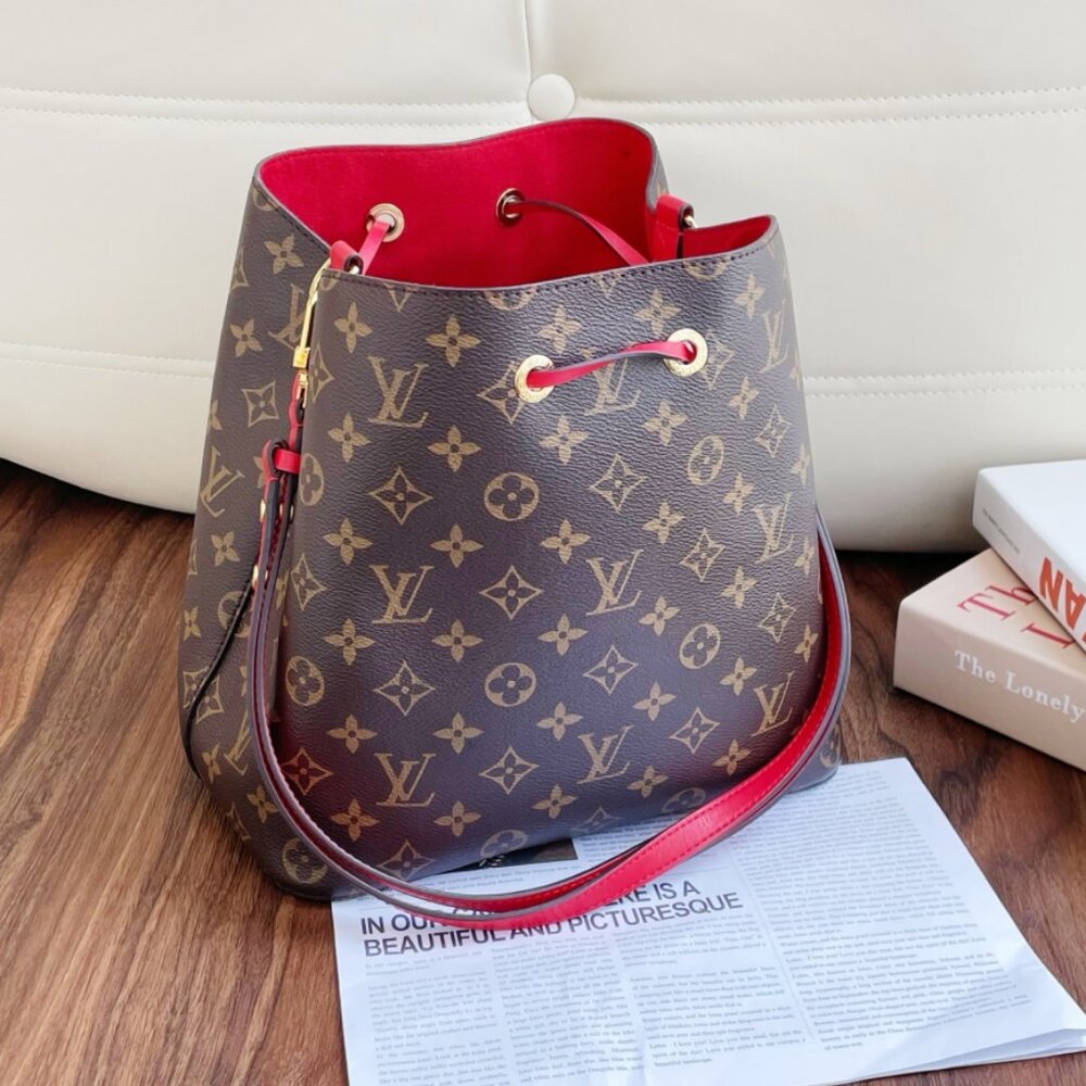 LOUIS VUITTON Monogram NeoNoe Bucket Bag in Red